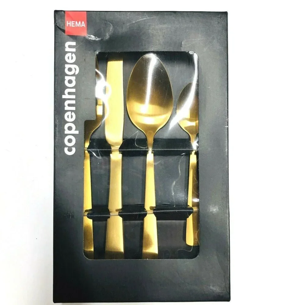 Hema Copenhagen 16 Pc Matte Brass MCM Cutlery Set